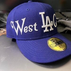 Blue and white New Era 59FIFTY LA Dodgers hat